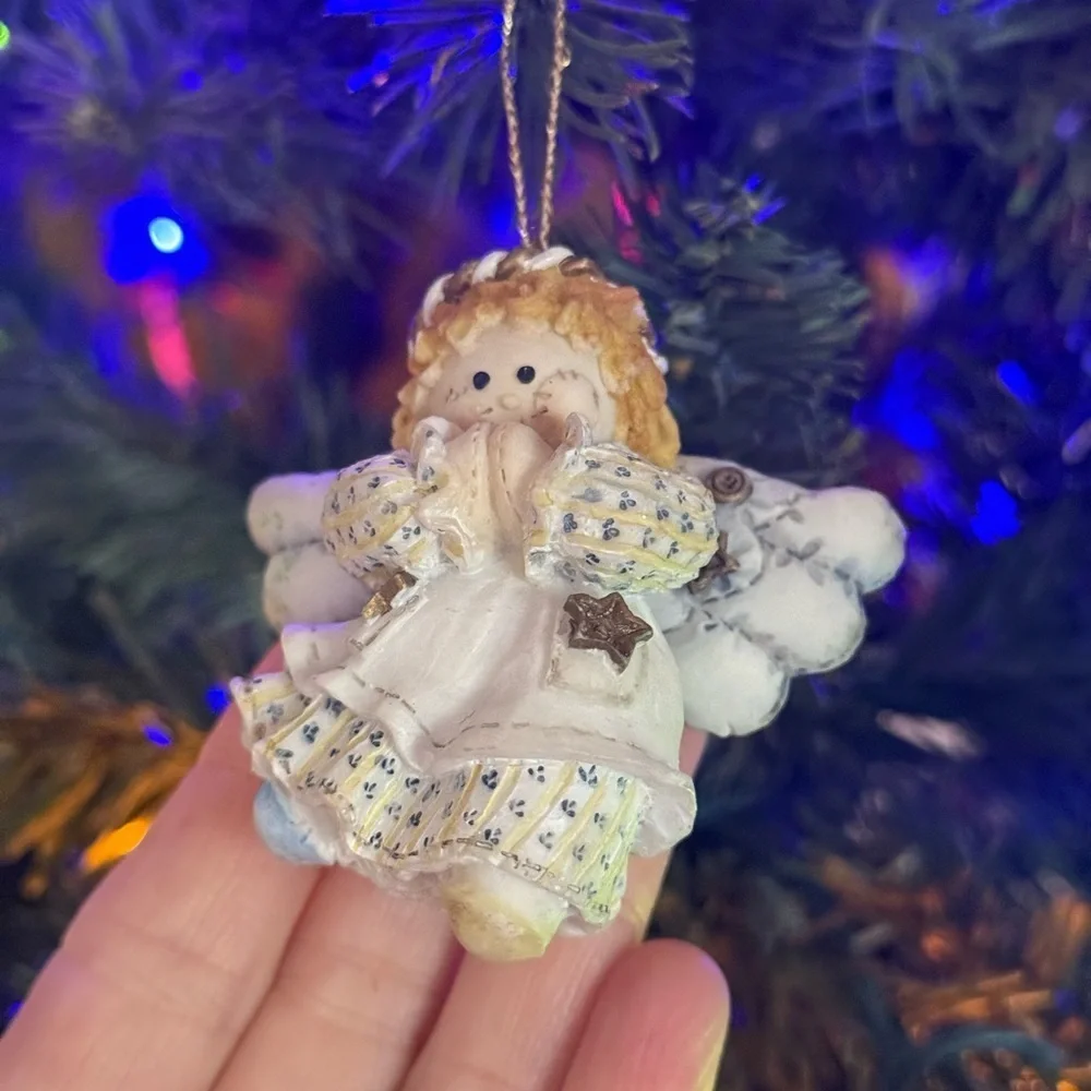 Charming Angel Ornament with Gold Accents